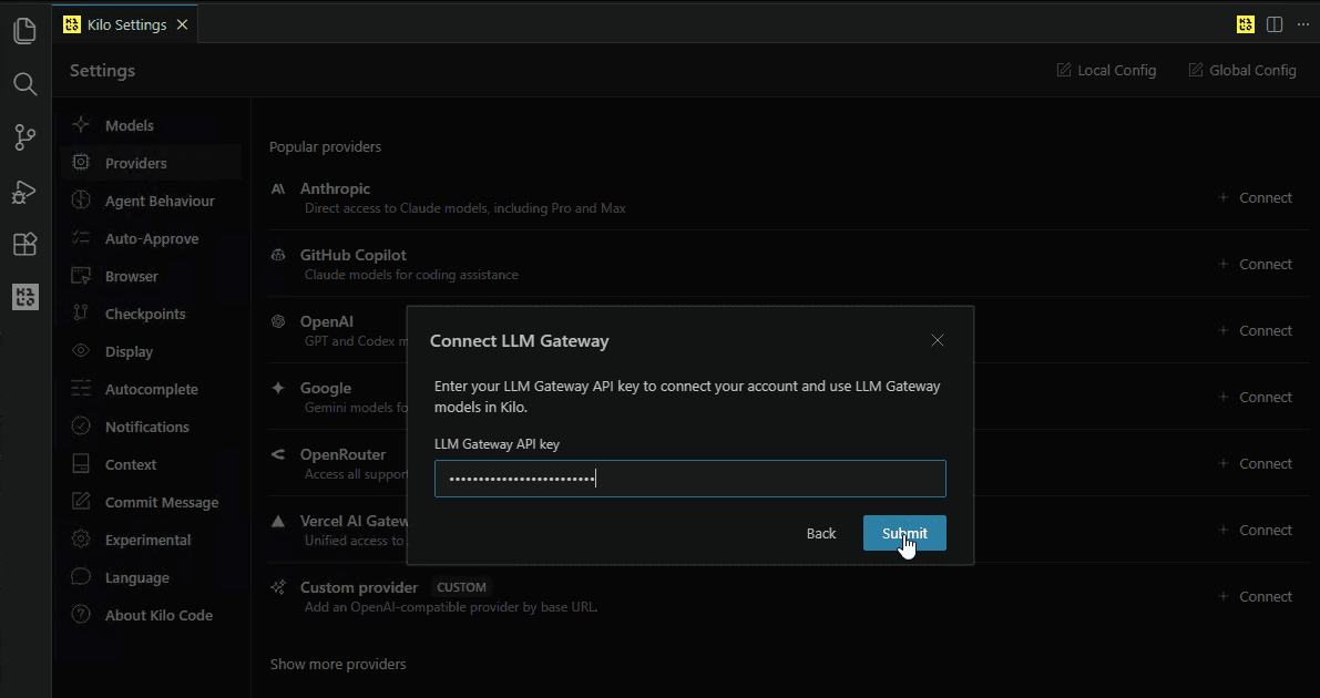 Connect OffRail — enter API key
